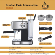 Load image into Gallery viewer, BioloMix 20 Bar Italian Type Espresso Coffee Maker Machine with Milk Frother Wand for Espresso, Cappuccino, Latte and Mocha|Coffee Makers|