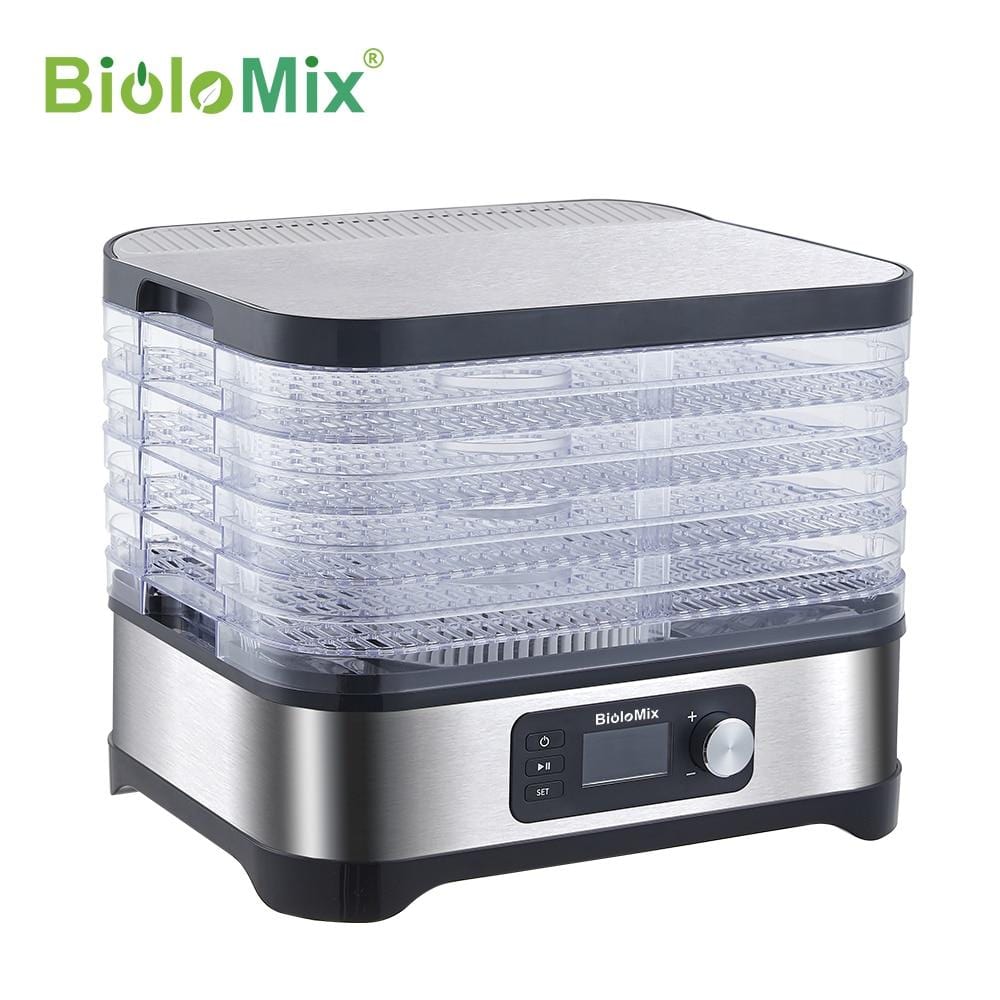 Biolomix 6 Trays Food And Fruit Dehydrator Meat Dryer With Digital