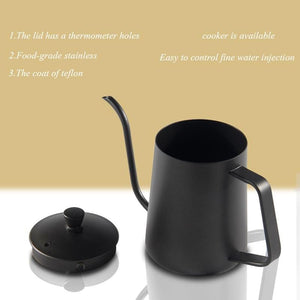 Drip Kettle 350ml 600ml Coffee Tea Pot Non stick Coating Food Grade Stainless Steel Gooseneck Drip Kettle Swan Neck Thin Mouth|mouth|