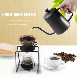 Drip Kettle 350ml 600ml Coffee Tea Pot Non stick Coating Food Grade Stainless Steel Gooseneck Drip Kettle Swan Neck Thin Mouth|mouth|