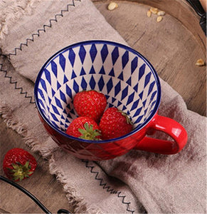 European Style Ceramic Coffee Cups Milk Tea Breakfast Mug Cappuccino Flower Cups Latte Kitchen Tableware High grade|Mugs|