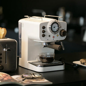 New 15Bar Espresso Offee Machine Maker Retro Style Semiautomatic Italian Steam Type Milk Foam 2 and 1 Handles Easy To Use|Coffee Makers|