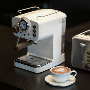 New 15Bar Espresso Offee Machine Maker Retro Style Semiautomatic Italian Steam Type Milk Foam 2 and 1 Handles Easy To Use|Coffee Makers|