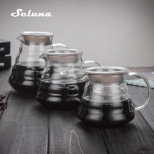 Load image into Gallery viewer, V60 Pour Over Glass Range Coffee Server 360/600/800ml Hand Drip Reusable Filter Paper Coffee Pot Coffee Kettle Brewer Barista