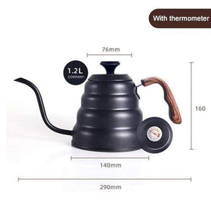 1L/1.25L Stainless Steel Tea Coffee Kettle with Thermometer Gooseneck Thin Spout for Pour Over V60 Dripper Filter Coffee Maker|Coffee Pots|