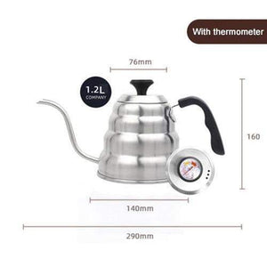 1L/1.25L Stainless Steel Tea Coffee Kettle with Thermometer Gooseneck Thin Spout for Pour Over V60 Dripper Filter Coffee Maker|Coffee Pots|