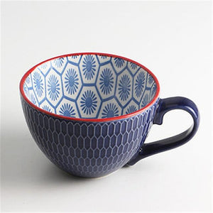 European Style Ceramic Coffee Cups Milk Tea Breakfast Mug Cappuccino Flower Cups Latte Kitchen Tableware High grade|Mugs|