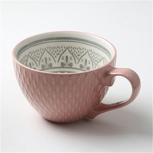 European Style Ceramic Coffee Cups Milk Tea Breakfast Mug Cappuccino Flower Cups Latte Kitchen Tableware High grade|Mugs|