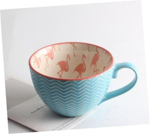 European Style Ceramic Coffee Cups Milk Tea Breakfast Mug Cappuccino Flower Cups Latte Kitchen Tableware High grade|Mugs|