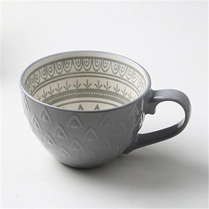 European Style Ceramic Coffee Cups Milk Tea Breakfast Mug Cappuccino Flower Cups Latte Kitchen Tableware High grade|Mugs|