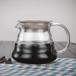 V60 Pour Over Glass Range Coffee Server 360/600/800ml Hand Drip Reusable Filter Paper Coffee Pot Coffee Kettle Brewer Barista
