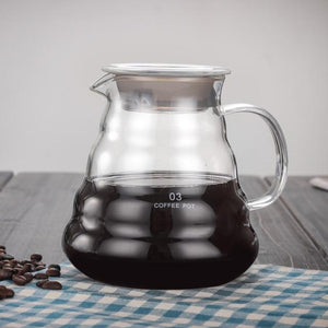 V60 Pour Over Glass Range Coffee Server 360/600/800ml Hand Drip Reusable Filter Paper Coffee Pot Coffee Kettle Brewer Barista