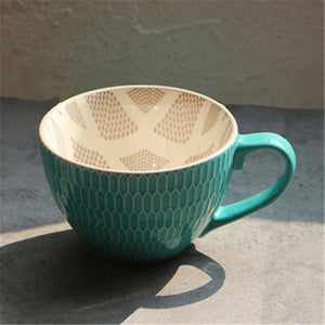 European Style Ceramic Coffee Cups Milk Tea Breakfast Mug Cappuccino Flower Cups Latte Kitchen Tableware High grade|Mugs|