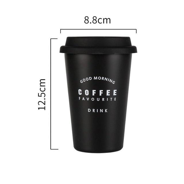 Black White Stainless Steel Silicone Mugs Hand Cup Thermol With Lid Mug Tea Milk coffee Cups Home Office School Creative Gift|Mugs|
